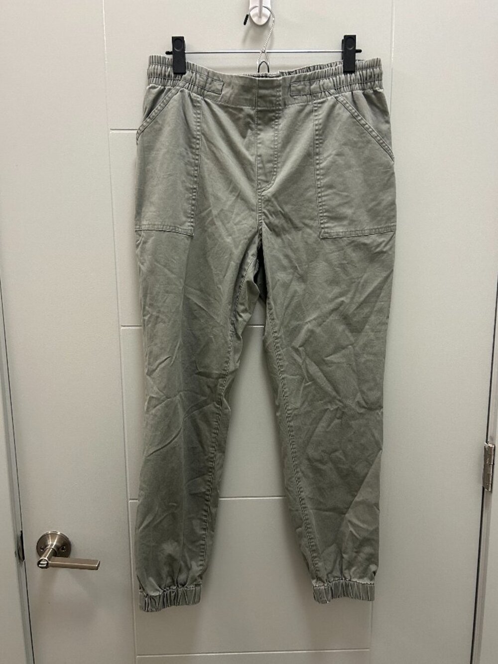 Frye & Co Olive Green Utility Jogger Pants Women's Size L Elastic Waist Tapered